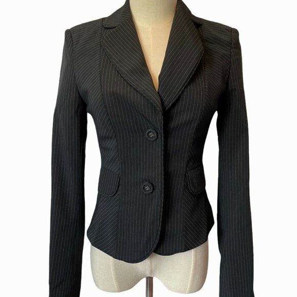 Mexx Jackets & Blazers - Mexx Women Black Pinstripe Two Buttons  Blazer Sz 4